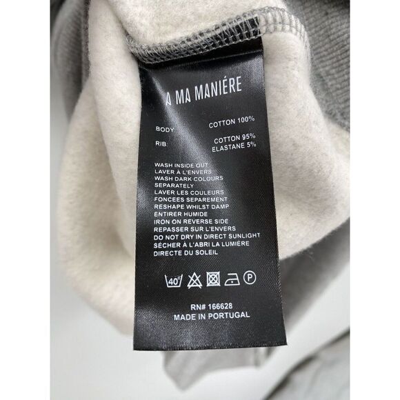 A Ma Maniere Cursive Hoodie Gray Embroidered Cotton Pullover Jordan NWT Sz Small - Picture 8 of 8